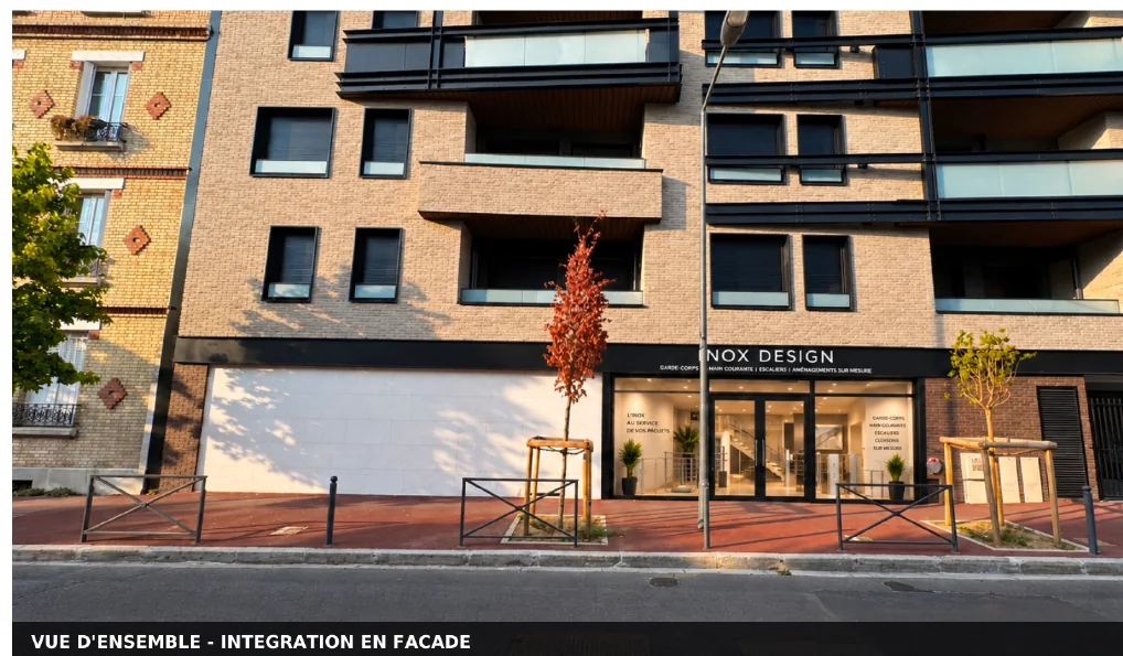 Vue d'ensemble de l'intégration du projet InoxDesign dans la façade