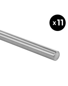 Lot 11 Barres inox brossé, Ø12mm, L=3000mm