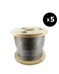 Lot de 5x25m (125m) câble inox 7x7 d=4mm AISI 304/316
