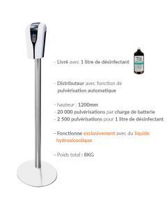 distributeur solution hydroalcoolique sur pied en tube inox