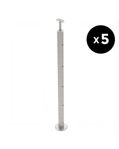 Lot de 5 Poteaux 5 Cables Inox316L Pose au Sol