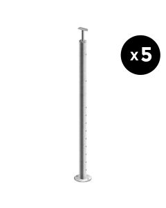 Lot 5 Poteaux 11 Cables Inox316L Pose au Sol