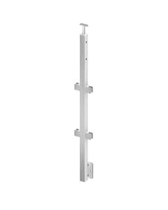 Poteau Carré Inox Garde-Corps Verre + 2 Câbles Traversants – Pose à l'Anglaise