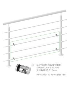 Pack 4 Supports Panneau Protection pour Kit Garde-corps InoxDesign
