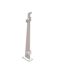 POTEAU FER PLAT INOX AVEC PINCES A VERRE
