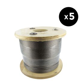 Lot de 5x25m (125m) câble inox 7x7 d=4mm AISI 304/316
