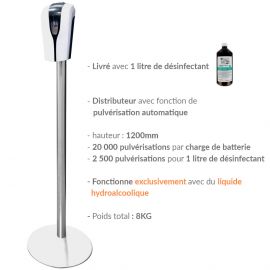 distributeur solution hydroalcoolique sur pied en tube inox