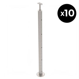PACK de 10 Poteaux Inox 5 Cables Pose au Sol
