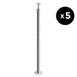 PACK de 5 Poteaux Inox 11 Cables Pose au Sol