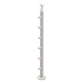 POTEAU ROND INOX ESCALIER AVEC SUPPORTS DE BARRE