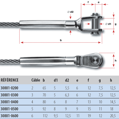 Embout à Sertir Chape Pour Câble De 6 Mm - Inox A4 - Marque FP INOX - Neuf
