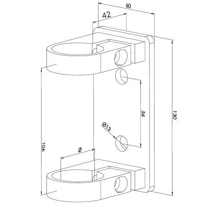Plaque D'Ancrage Inox V4A – Ø Tube 33,7 Mm, 70 Mm, 3 Trous Ø11 Mm, Qualité Marine