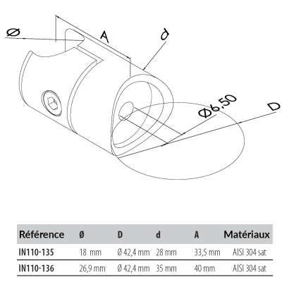 Tube rond en acier inoxydable diamètre 50 mm tubulaire AISI 304