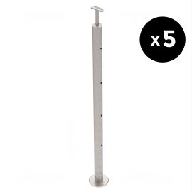PACK 5 Poteaux Inox 5 Cables Pose au Sol