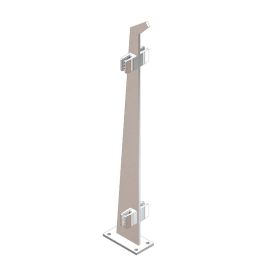 POTEAU FER PLAT INOX AVEC PINCES A VERRE