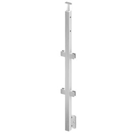 Poteau Carré Inox Garde-Corps Verre + 2 Câbles Traversants – Pose à l'Anglaise