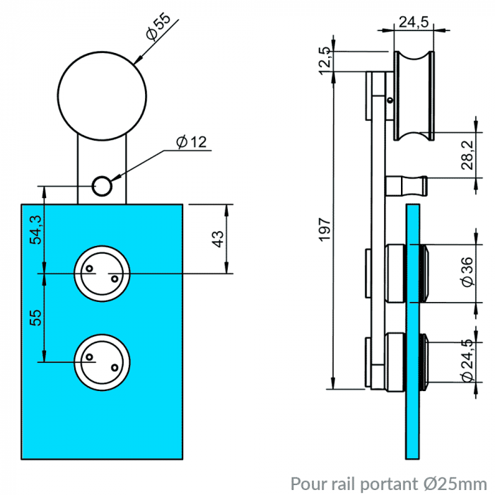 Système de rail pour porte coulissante suspendue BASIC