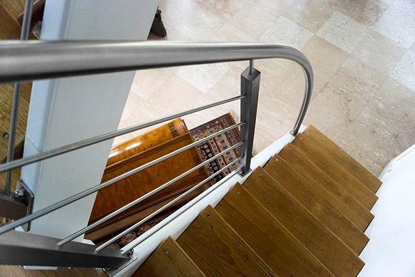 rampe escalier inox et bois - inoxdesign