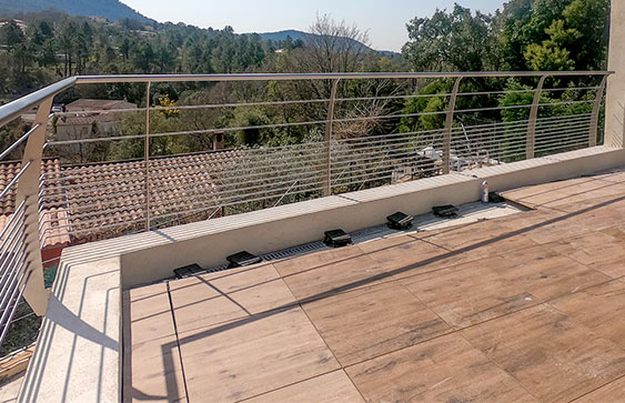 garde corps inox extérieur terrasse bois