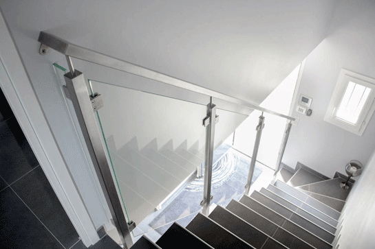 pince verre pour garde-corps escalier inoxdesign