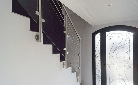 pince a verre inox 304 interieur garde-corps escalier