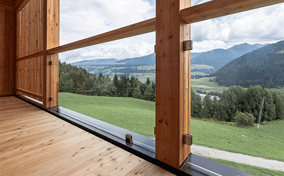 pince à verre de sol carre INOX pour garde-corps en bois