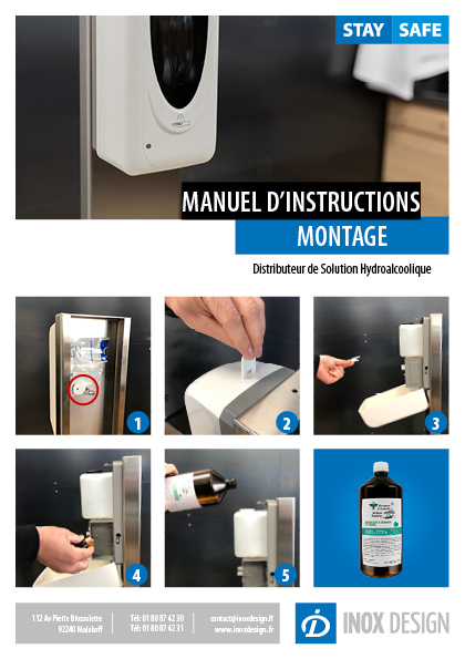 montage distributeur automatique désinfectant hydroalcoolique