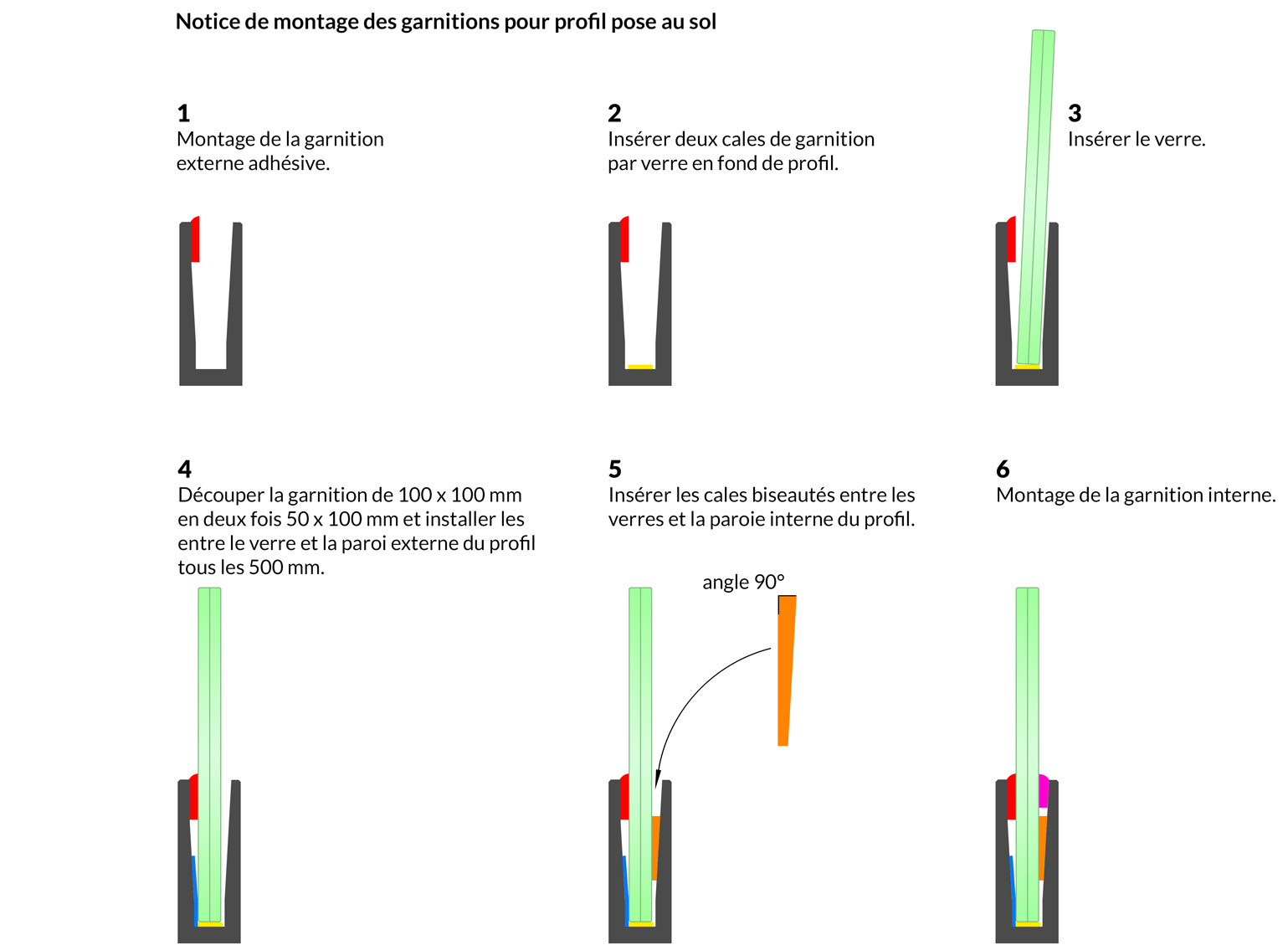 plan de montage profil de sol garde-corps en verre